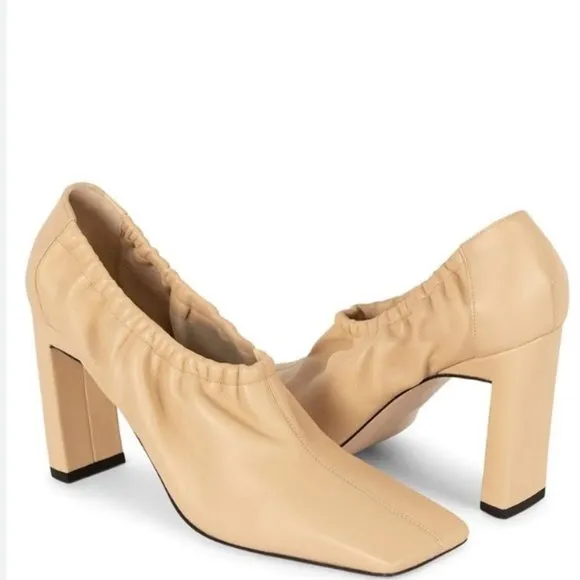NWT: WANDLER  Mia Leather Nude Cashew Heeled Mules EU 39 Women (US 9 Women)