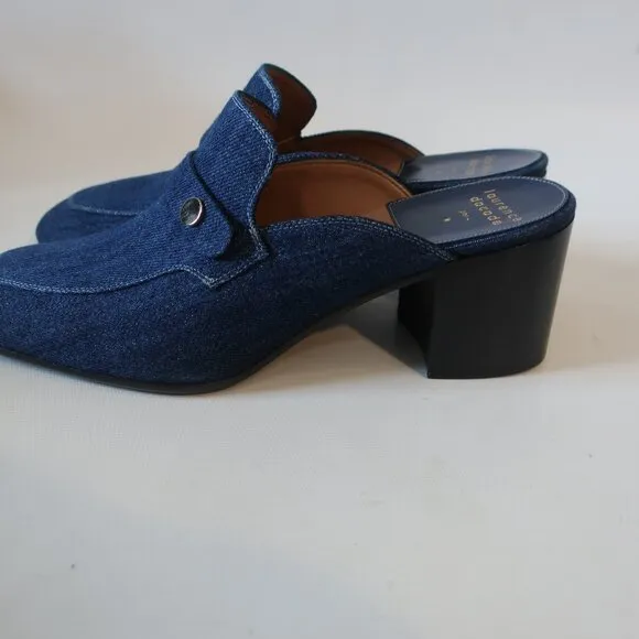 NWT Womens Laurence Dacade &quot;Thelma&quot; Denim Navy Blue Mules 39 EUR/US 9