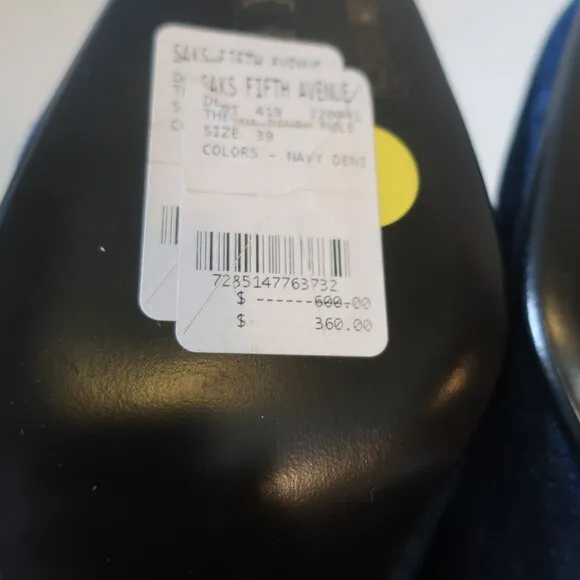 NWT Womens Laurence Dacade &quot;Thelma&quot; Denim Navy Blue Mules 39 EUR/US 9