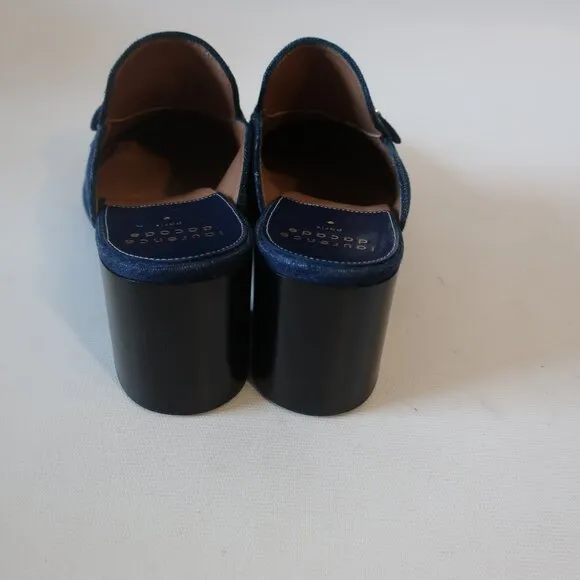 NWT Womens Laurence Dacade &quot;Thelma&quot; Denim Navy Blue Mules 39 EUR/US 9
