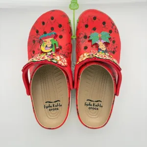 NWT Women's Size 12 Men's Size 10  Frida Kahlo Bone Red Crocs Classic Clogs.