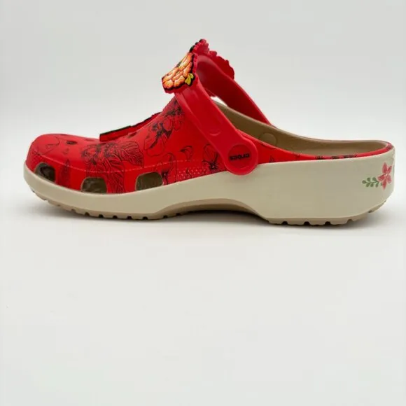 NWT Women's Size 12 Men's Size 10  Frida Kahlo Bone Red Crocs Classic Clogs.
