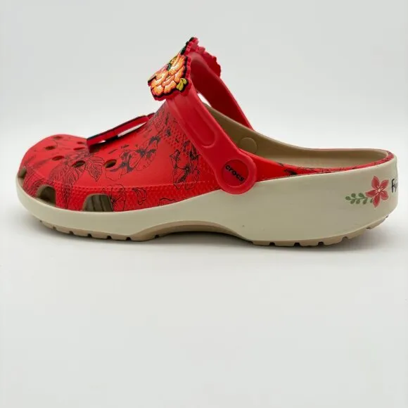 NWT Women's Size 12 Men's Size 10  Frida Kahlo Bone Red Crocs Classic Clogs.