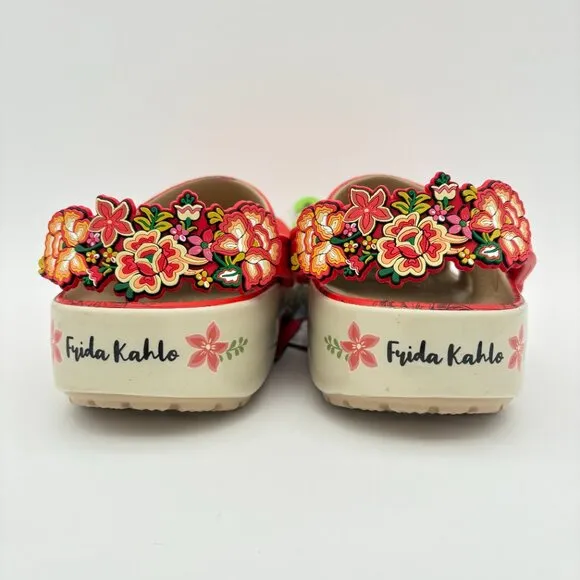 NWT Women's Size 12 Men's Size 10  Frida Kahlo Bone Red Crocs Classic Clogs.