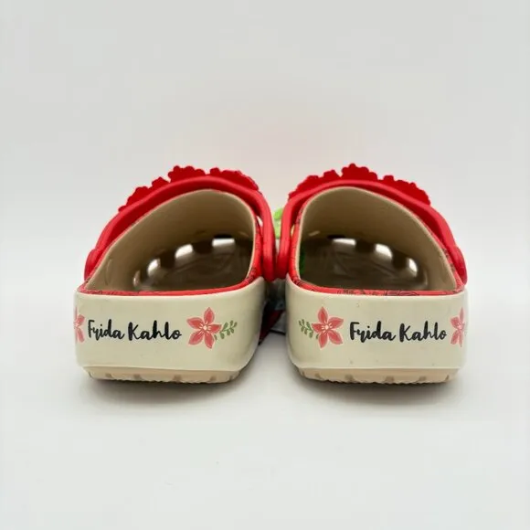 NWT Women's Size 12 Men's Size 10  Frida Kahlo Bone Red Crocs Classic Clogs.
