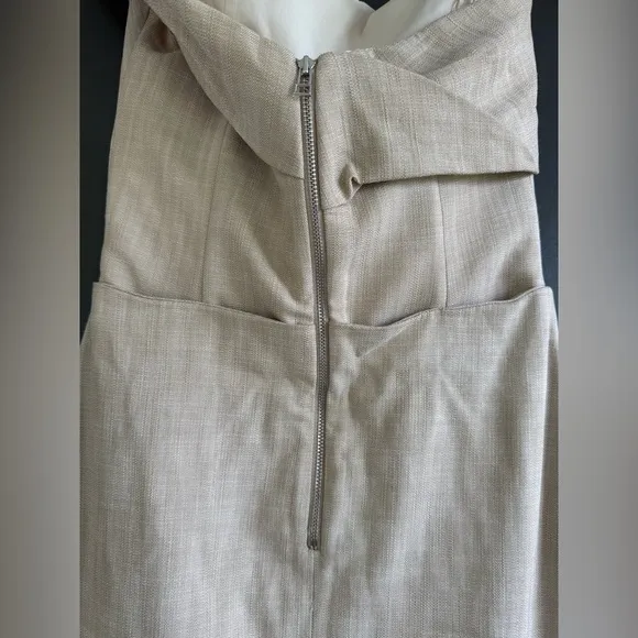 NWT • Zara Asymmetrical Slip MIDI Taupe Dress • XS