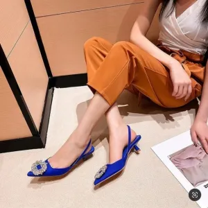 NWT ZARA Kitten Heels Slingback 9/40 Blue