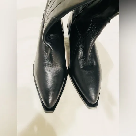 NWT Zara premiumLeather western knee high boots sz 39