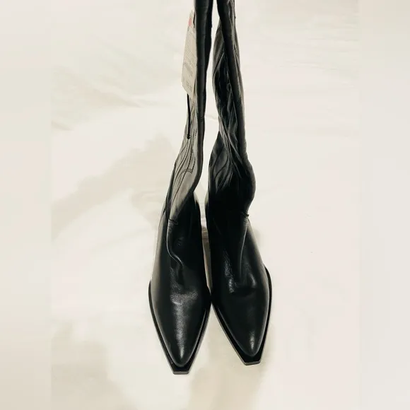 NWT Zara premiumLeather western knee high boots sz 39