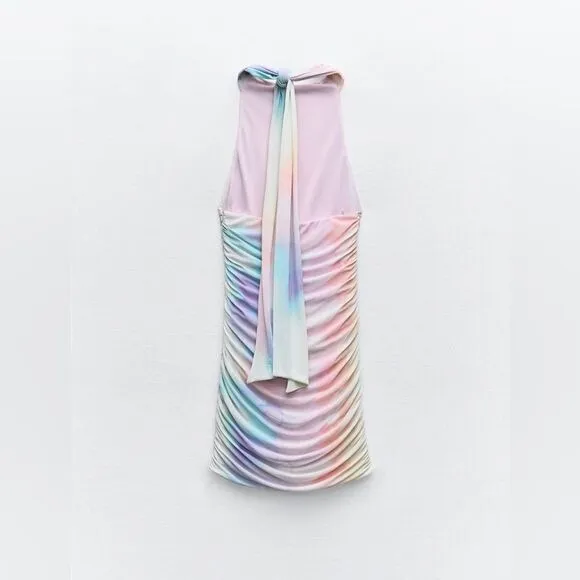 NWT ZARA SHORT TULLE DRESS WITH PRINT