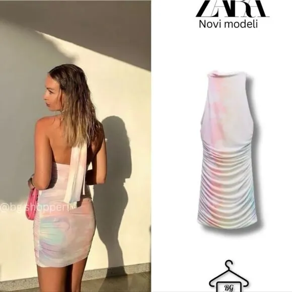 NWT ZARA SHORT TULLE DRESS WITH PRINT