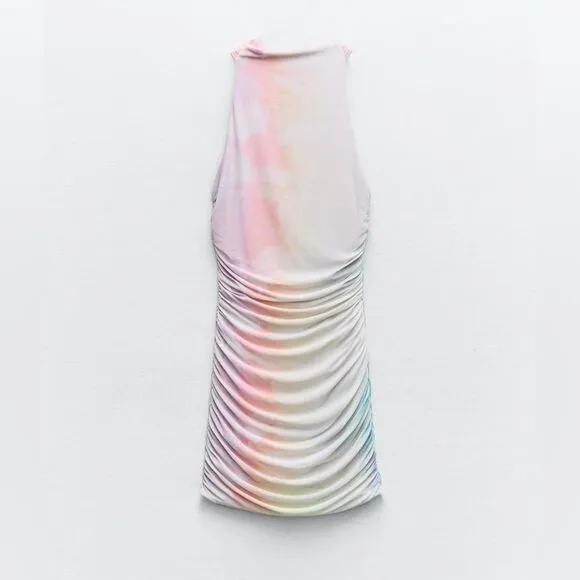 NWT ZARA SHORT TULLE DRESS WITH PRINT
