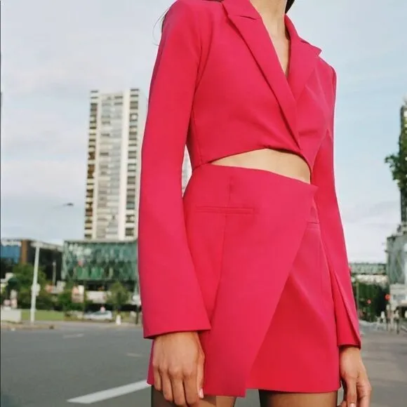 NWT Zara Cut out blazer dress pink size Small Bloggers Favorite