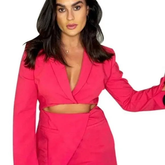 NWT Zara Cut out blazer dress pink size Small Bloggers Favorite