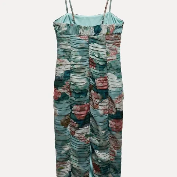 NWT ZARA FLORAL PRINT DRAPED DRESS