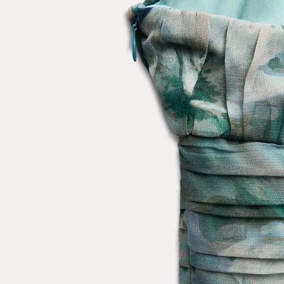 NWT ZARA FLORAL PRINT DRAPED DRESS