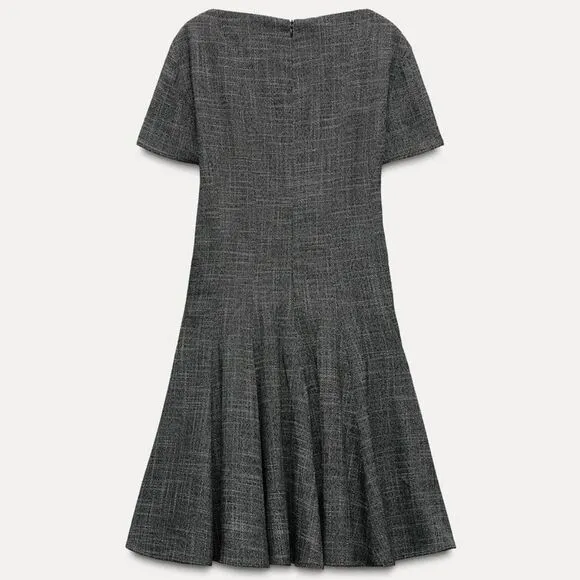 NWT ZARA FULL SKIRT MINI DRESS ZW COLLECTION gray