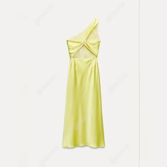 NWT ZARA SATIN EFFECT ASYMMETRIC DRESS