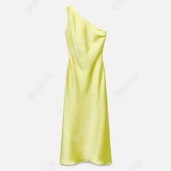 NWT ZARA SATIN EFFECT ASYMMETRIC DRESS
