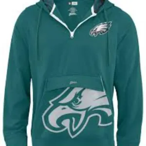 NWT [Zubaz] Phaladelpha Eagles NFL 1/4 Zip Big Pocket Logo Hoodie Men's M or L
