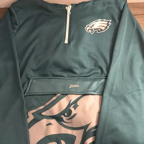 NWT [Zubaz] Phaladelpha Eagles NFL 1/4 Zip Big Pocket Logo Hoodie Men's M or L