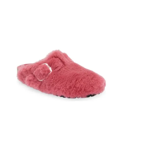 ❄️NWT🩷Birkenstock Boston Shearling Teddy Clogs Silver Big Buckle Fuchsia ✨