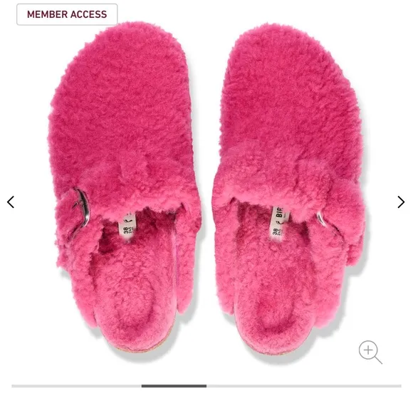 ❄️NWT🩷Birkenstock Boston Shearling Teddy Clogs Silver Big Buckle Fuchsia ✨