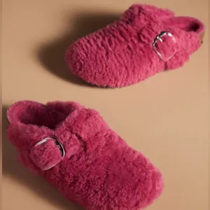 ❄️NWT🩷Birkenstock Boston Shearling Teddy Clogs Silver Big Buckle Fuchsia ✨