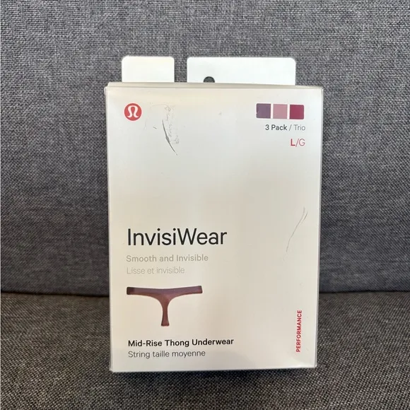 NWT!🍋🍋Lululemon InvisiWear Mid-Rise Thong Underwear 3 Pack🍋🍋. Size Large.