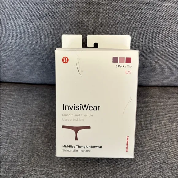 NWT!🍋🍋Lululemon InvisiWear Mid-Rise Thong Underwear 3 Pack🍋🍋. Size Large.