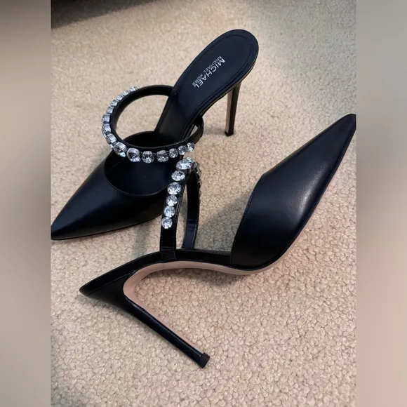 NWT‼️Michael Kors Jesse Mule Black with Rhinestones Strap Size 9M