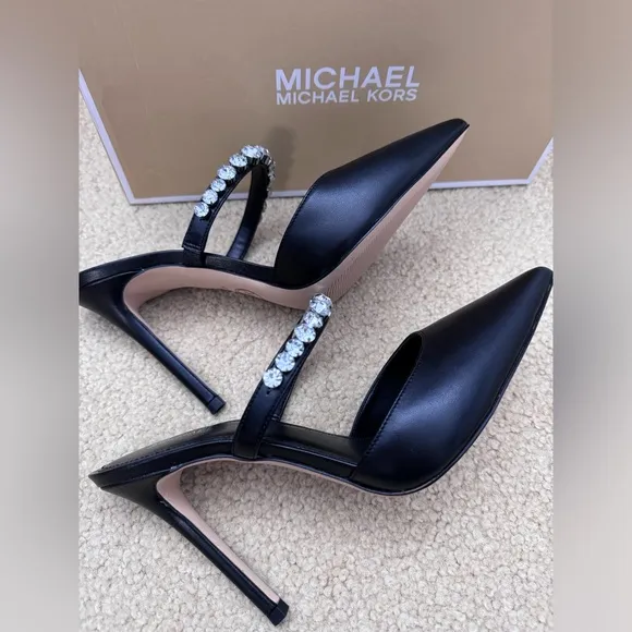 NWT‼️Michael Kors Jesse Mule Black with Rhinestones Strap Size 9M