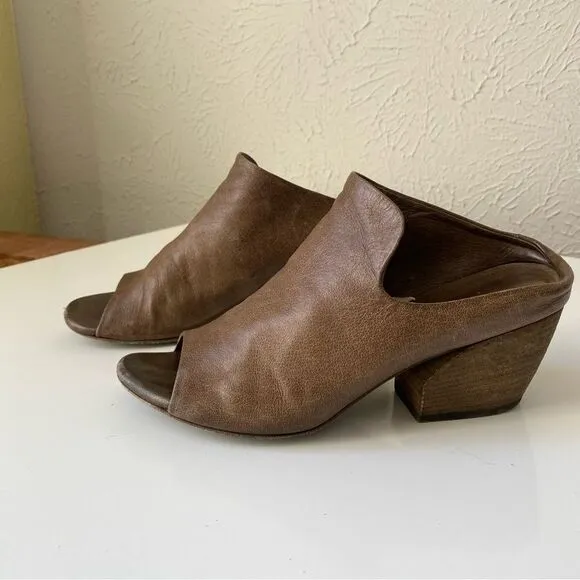 Officine Creative Adele Leather Open Toe Block Heel Mules Size 36.56.5