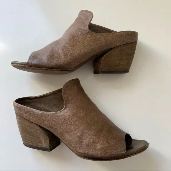 Officine Creative Adele Leather Open Toe Block Heel Mules Size 36.56.5