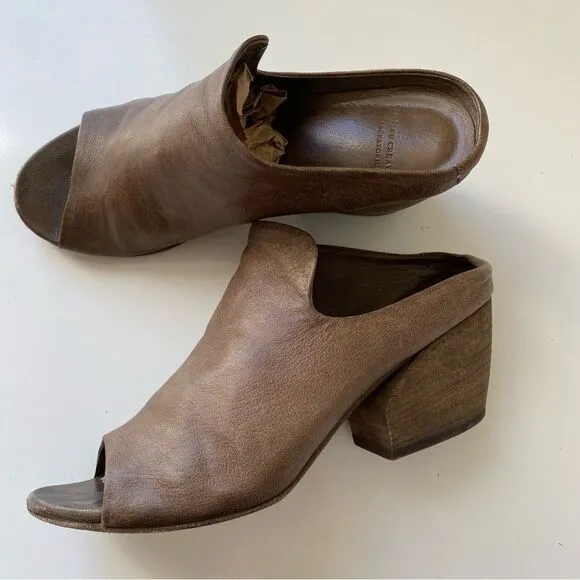 Officine Creative Adele Leather Open Toe Block Heel Mules Size 36.56.5