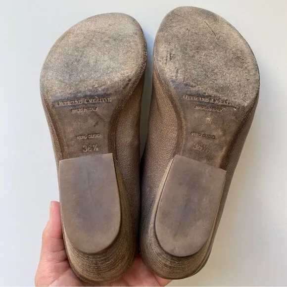Officine Creative Adele Leather Open Toe Block Heel Mules Size 36.56.5