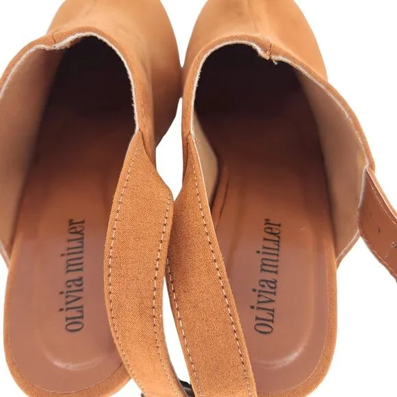 Olivia Miller Studded Lia Clog Heel Cognac Size 8