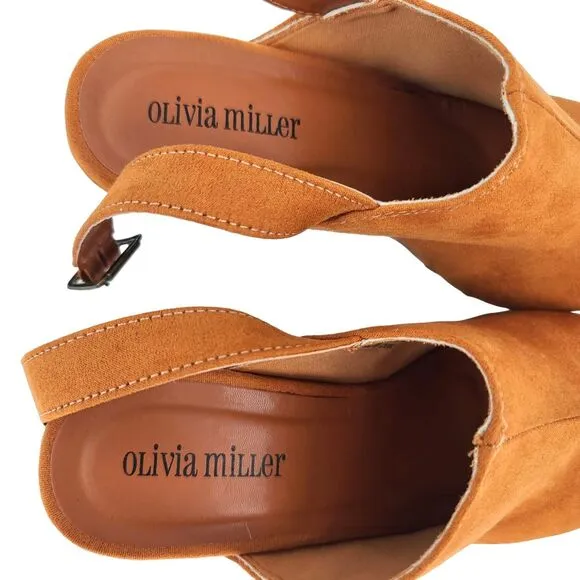 Olivia Miller Studded Lia Clog Heel Cognac Size 8