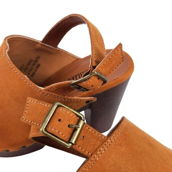 Olivia Miller Studded Lia Clog Heel Cognac Size 8