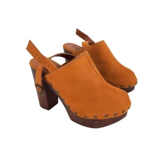 Olivia Miller Studded Lia Clog Heel Cognac Size 8
