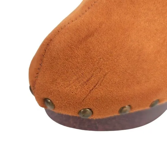 Olivia Miller Studded Lia Clog Heel Cognac Size 8