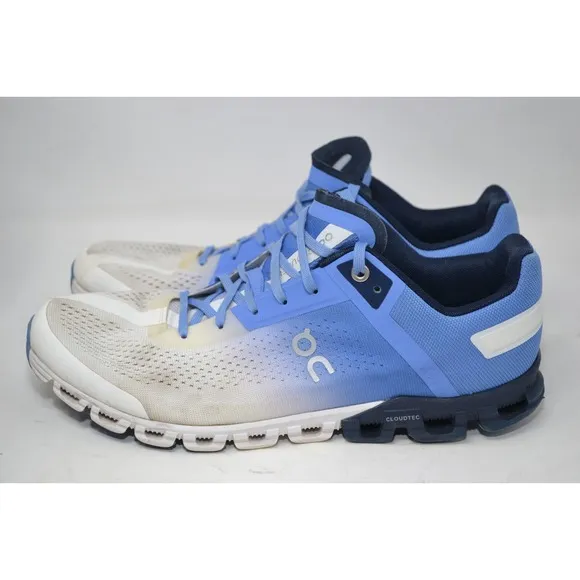 On Cloud Cloudflow Swiss Running Shoes Cloudtec Comfort White Blue Women Sz 10.5