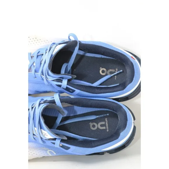 On Cloud Cloudflow Swiss Running Shoes Cloudtec Comfort White Blue Women Sz 10.5