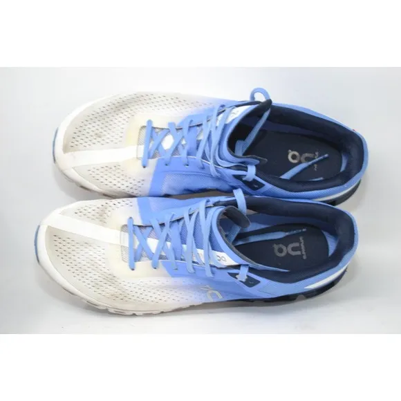 On Cloud Cloudflow Swiss Running Shoes Cloudtec Comfort White Blue Women Sz 10.5
