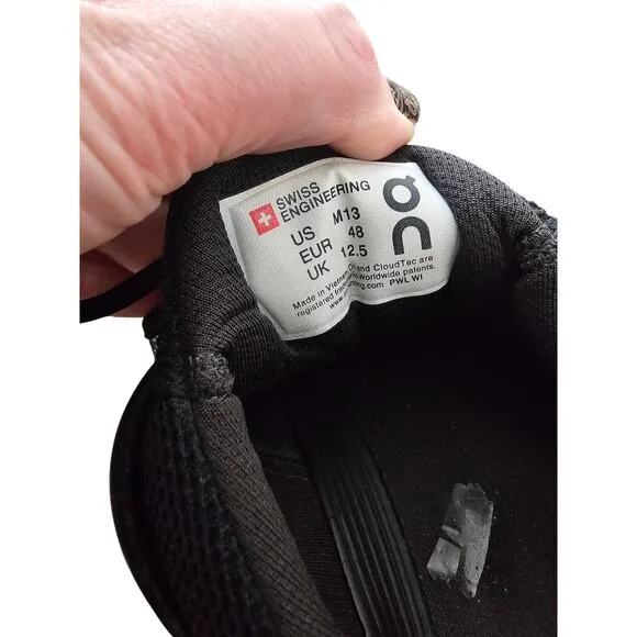 On Cloud Swift Running Shoes Mens Size 13 Black Athletic Trainers Road