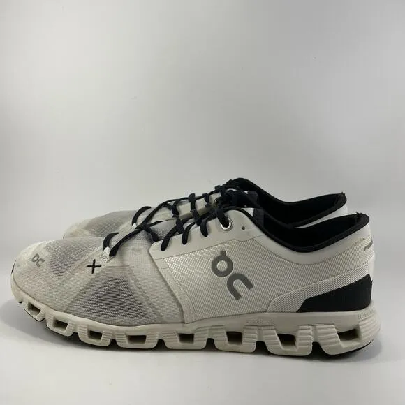 On Cloud X 3 Running Shoes Mens Size 11 White Athletic Sneakers Lightweight Low