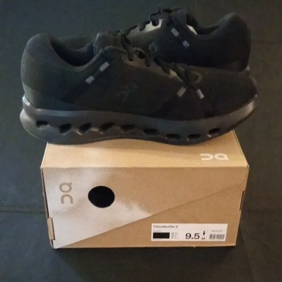 On Running Men's Cloudsurfer 2 Athletic Shoes - Black Sleek black athletic shoes