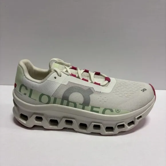 On Women’s Cloudmonster White/Lima Running Shoes, Size 8.5 M