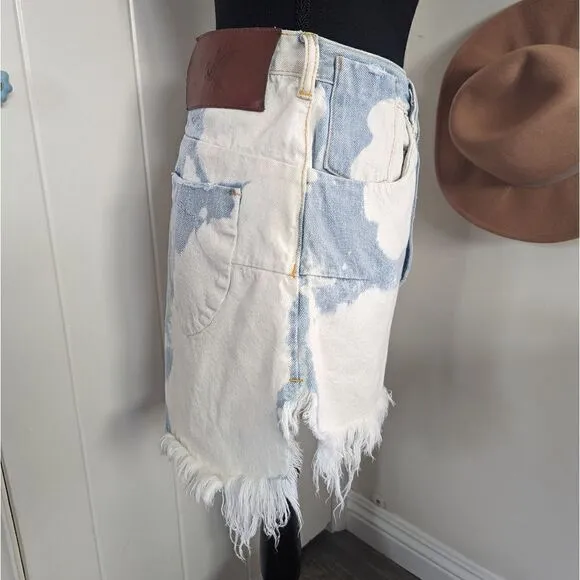 One Teaspoon Sea Drifter Vanguard Bleached Denim Mini Skirt sz 6/28 EUC