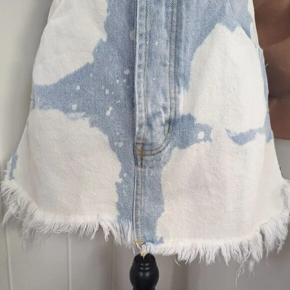 One Teaspoon Sea Drifter Vanguard Bleached Denim Mini Skirt sz 6/28 EUC